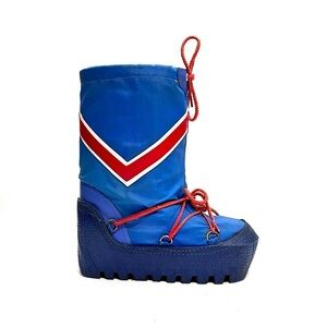 Vintage 1980s women’s blue nylon platform moon boot style winter snow boots